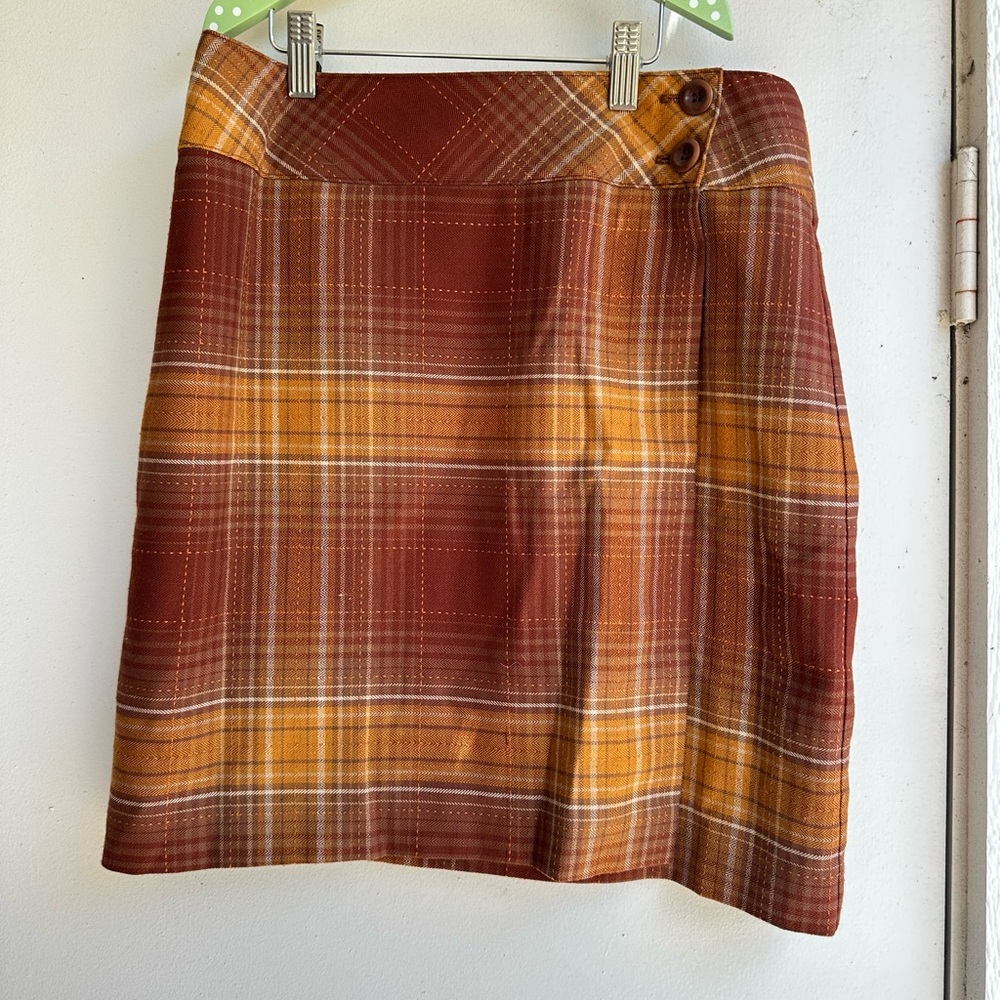 Vintage Plaid Wrap Skirt in Red and Yellow
